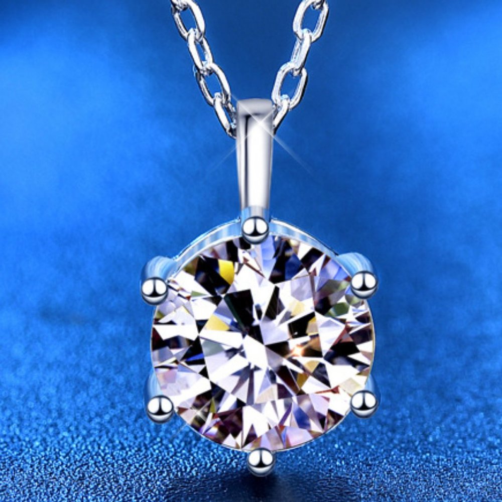 Certified 5ct. T.W. Diamond Moissanite Solitaire Necklace New